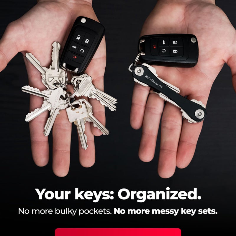 key smart KeySmart Original Key Holder - Compact Key Organizer for Key Chain, Minimalist Clutter-Free EDC Keychains Key Ring, Black, 14 Keys - Image 2
